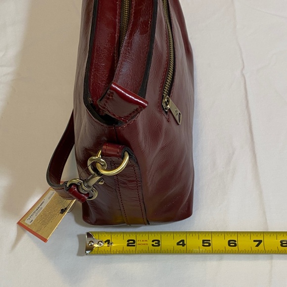 Patricia Nash Rich Burgundy Leather Betta shoulder bag with crossbody strap - Picture 5 of 6